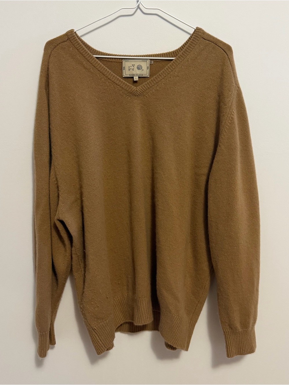 Demylee New York Jovie Women's V-Neck Sweater in Camel.